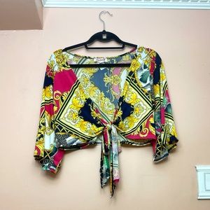 Gold and pink cropped top